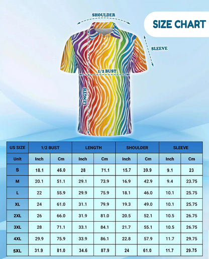 Rainbow Wave Polo Shirt for Men, Colorful Summer Style | Azhawaiian