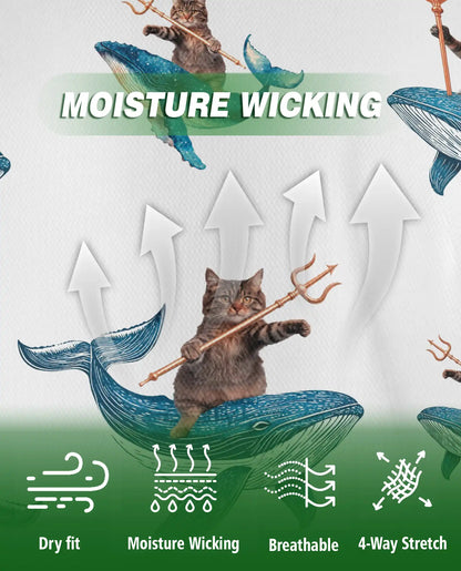 Funny Cat Riding Whale 3D Polo Shirt for Men, Ocean Fantasy Animal Style | Azhawaiian