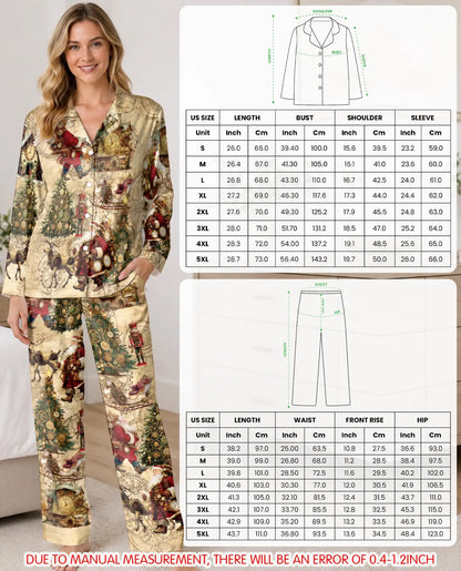 Steampunk Santa Christmas Pajama Set for Women – Vintage Clockwork Print