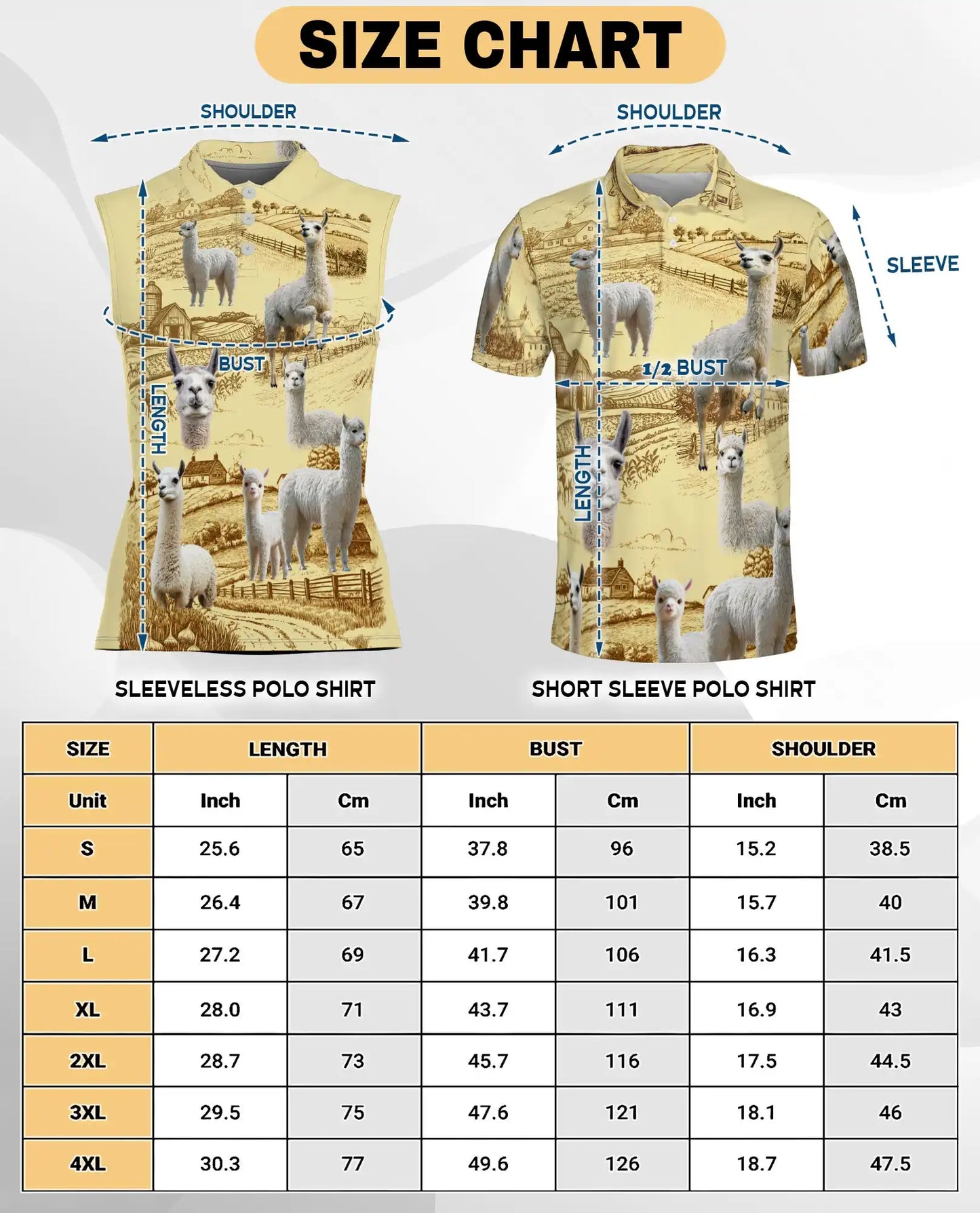 Llama Lovers Farm Sleeveless Polo Shirt for Women, Cute Farm Animal Style | Azhawaiian