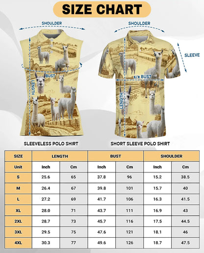 Llama Lovers Farm Sleeveless Polo Shirt for Women, Cute Farm Animal Style | Azhawaiian