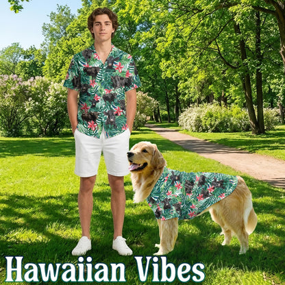 Black Angus Cattle Matching Dog Owner Hawaiian Shirts, Funny Pet Aloha Shirt for Beach Vacation - Azhawaiian