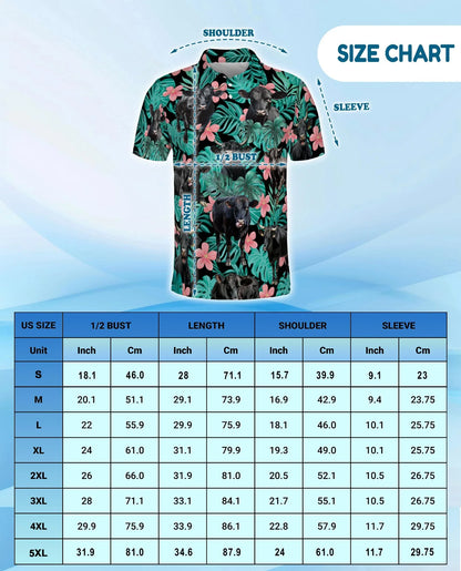 Tropical Black Cow Polo Shirt for Men, Farm Animal Lover Style | Azhawaiian
