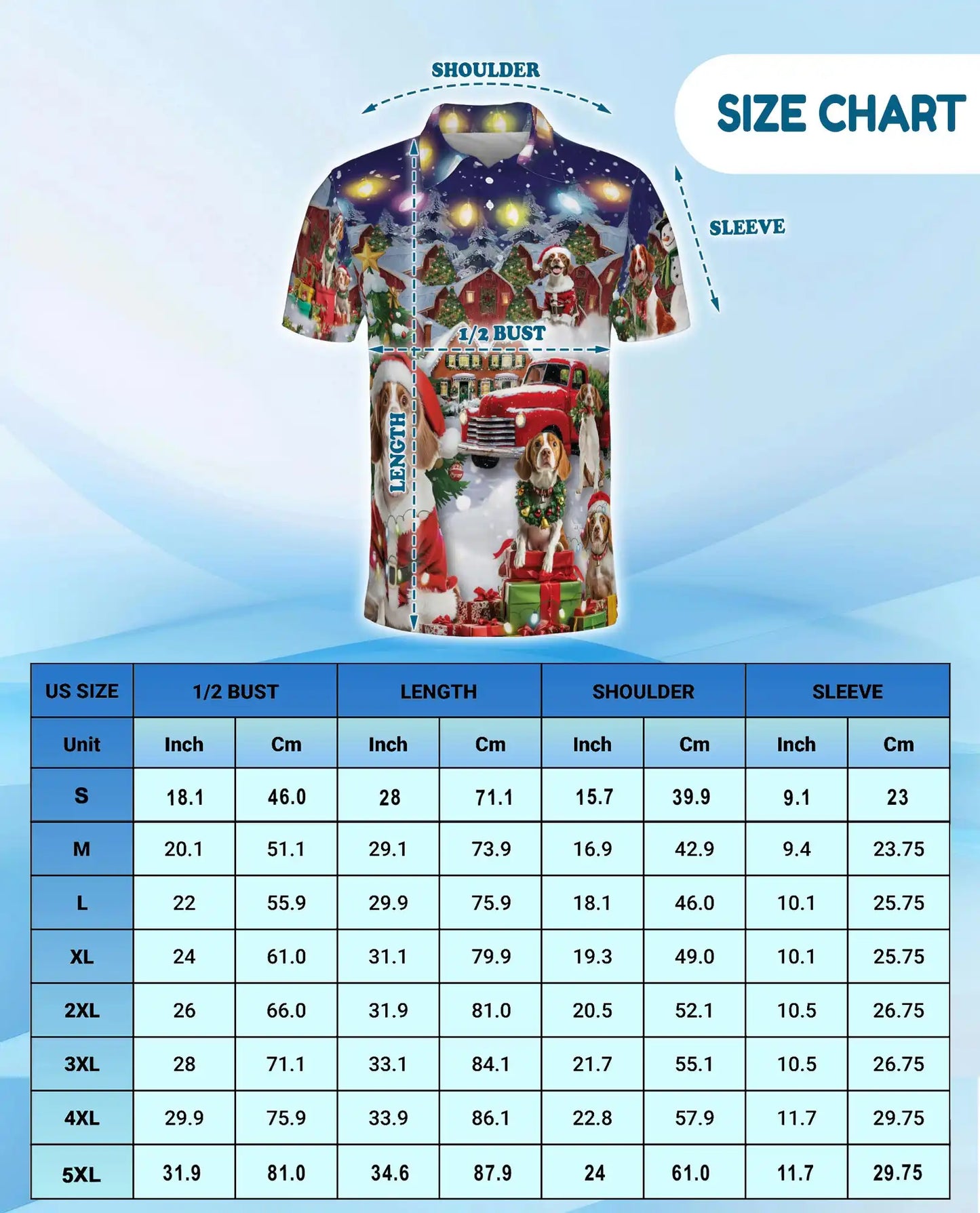 Cavalier King Charles Spaniel Christmas Polo Shirt, Holiday Village Print | Azhawaiian