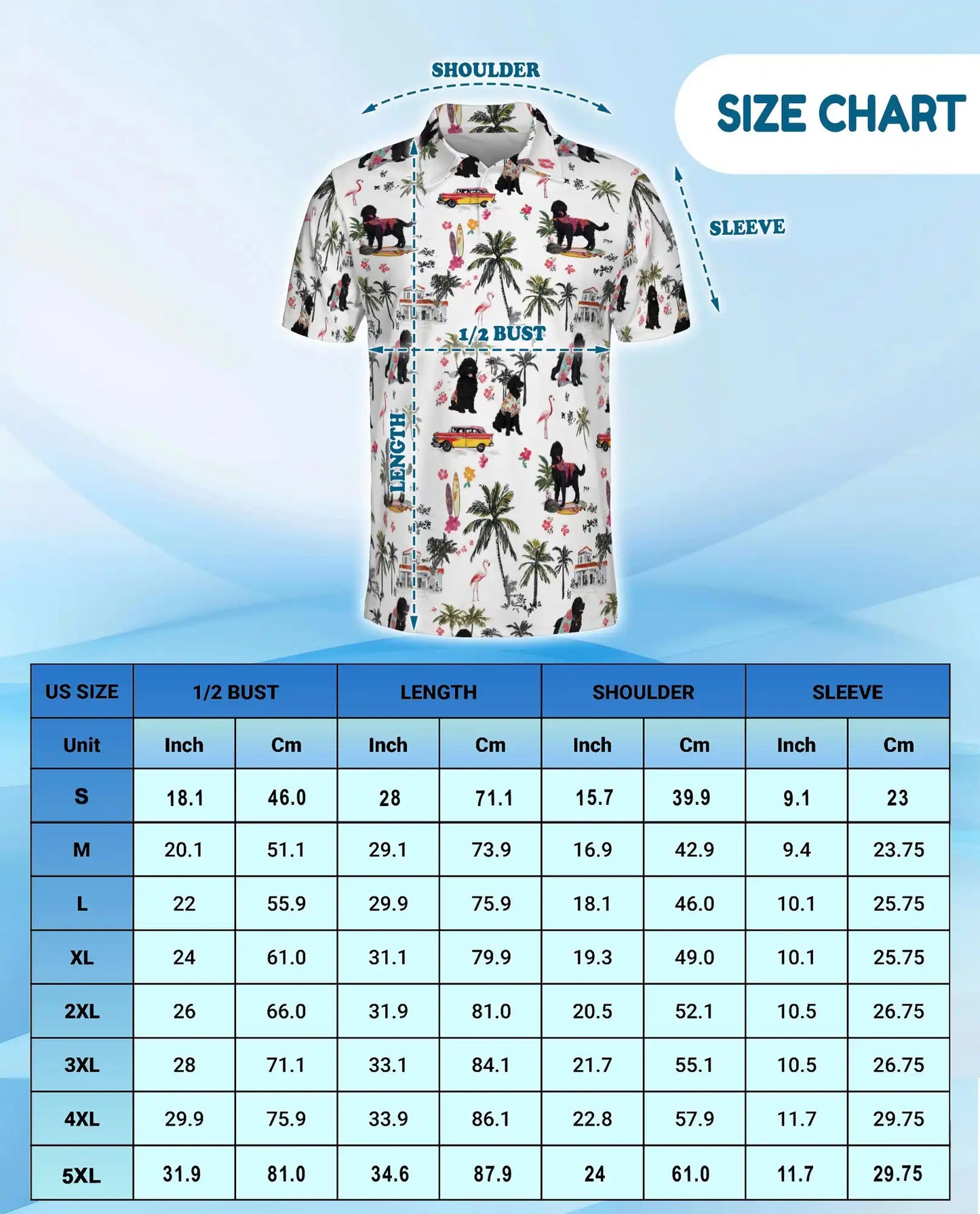 Black Poodle Tropical Beach Polo Shirt for Men- Print Hawaiian Dog  | Azhawaiian