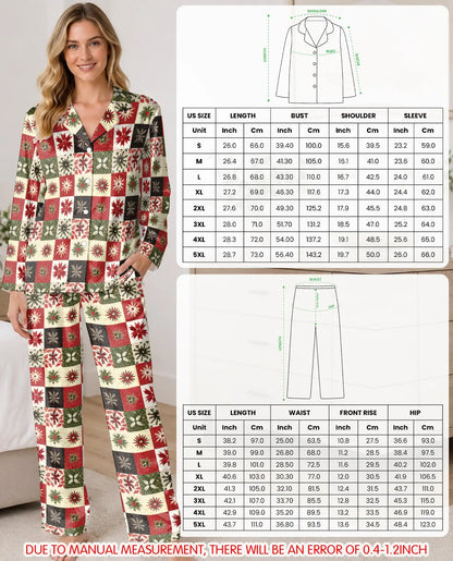 Christmas Patchwork Pajama Set for Women – Vintage Quilt Print