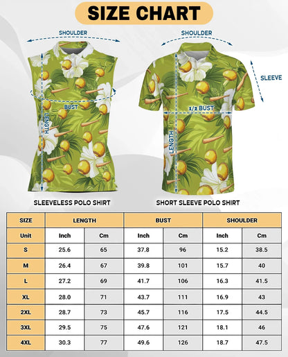 Green Softball and Baseball Bat Tropical Sleeveless Polo Shirt for Women | Azhawaiian