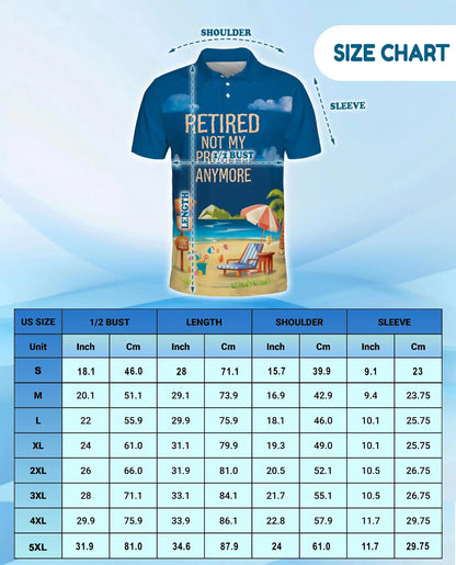 Retired Not My Problem Anymore Polo Shirt - Beach Retirement Style | Azhawaiian