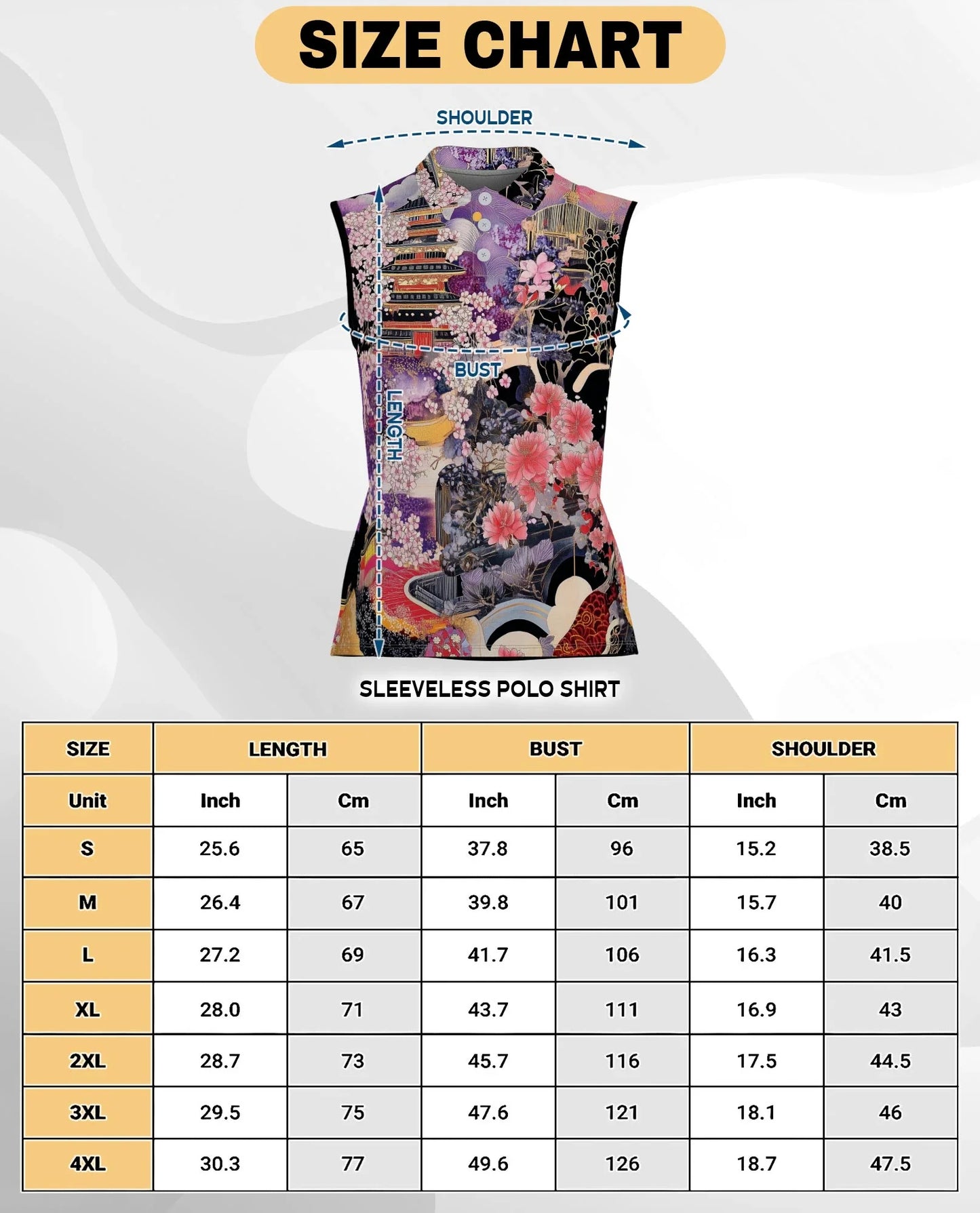 Japanese Ukiyo-e Sakura Cherry Blossom Sleeveless Polo Shirt for Women | Azhawaiian