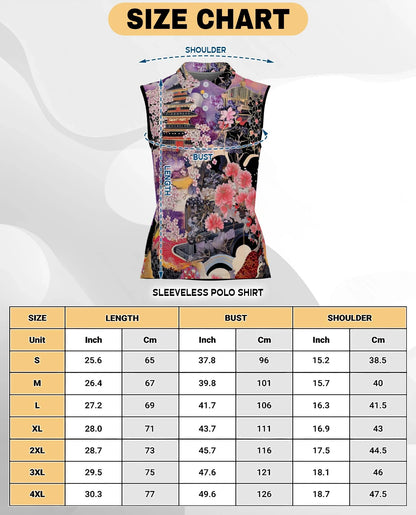 Japanese Ukiyo-e Sakura Cherry Blossom Sleeveless Polo Shirt for Women | Azhawaiian