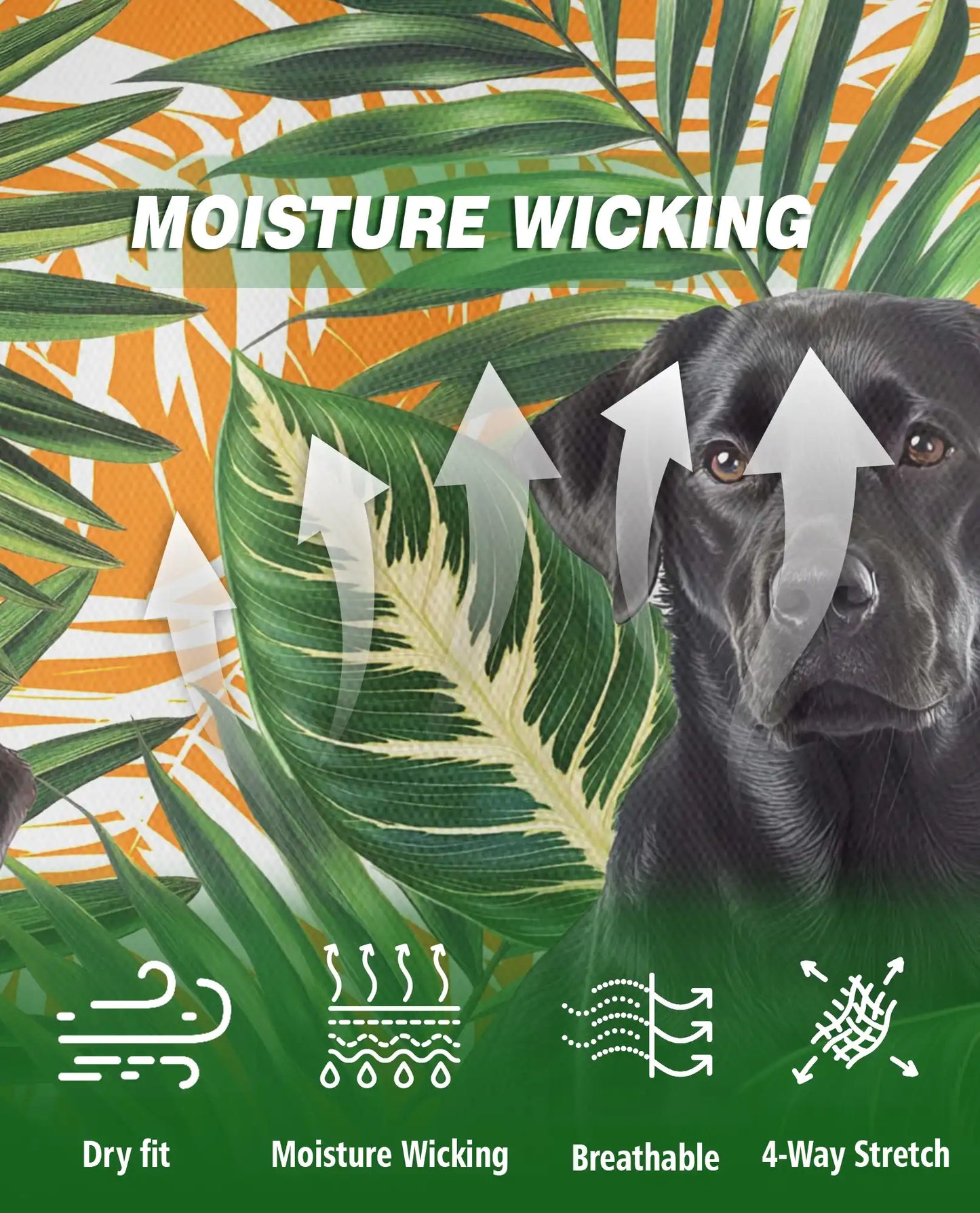 Black Labrador Tropical Polo Shirt, Palm Leaf Print | Azhawaiian