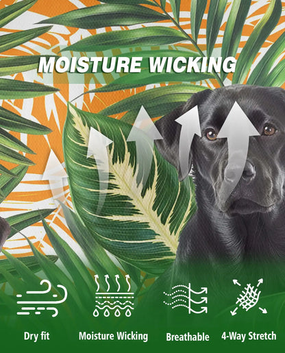 Black Labrador Tropical Polo Shirt, Palm Leaf Print | Azhawaiian