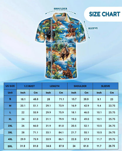 Tropical Rodeo Polo Shirt for Men - Cowboy Bull Riding | Azhawaiian