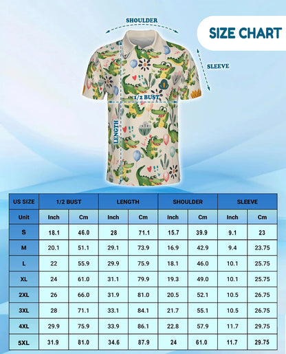 Cute Alligator Cartoon 3D Polo Shirt for Men | Azhawaiian