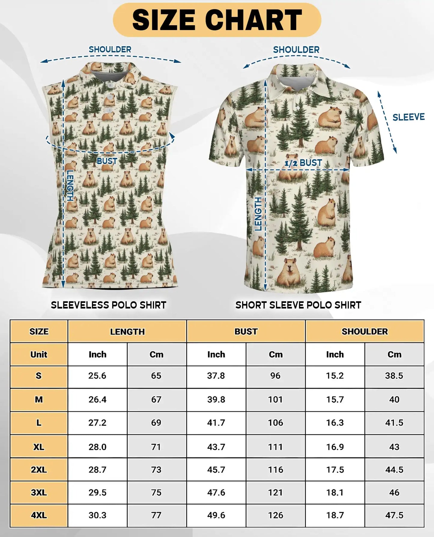 Watercolor Capybara Forest Pattern Sleeveless Polo Shirt for Women| Azhawaiian