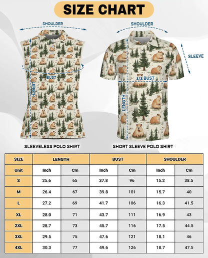 Watercolor Capybara Forest Pattern Sleeveless Polo Shirt for Women| Azhawaiian