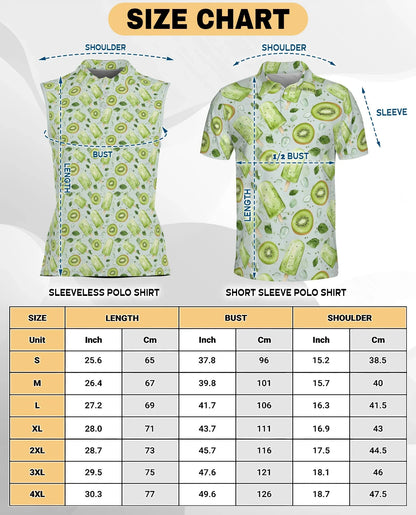 Kiwi Ice Cream Sleeveless Polo Shirt for Women, Cute Fruit Summer Style | Azhawaiian