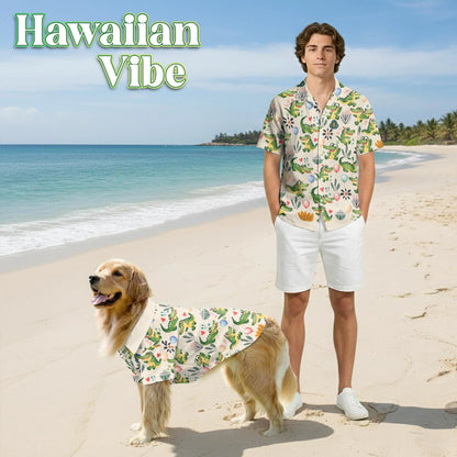 Alligator Cartoon Pattern Matching Dog Owner Hawaiian Shirts, Funny Pet Aloha Shirt for Beach Vacation - Azhawaiian