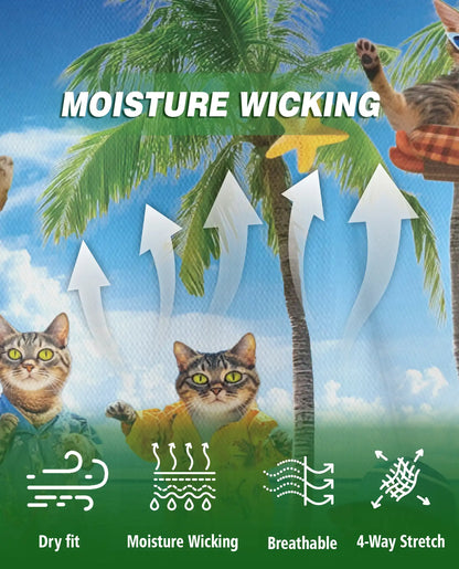 Funny Beach Cats Polo Shirt for Men-Tropical Vacation Summer Shirt | Azhawaiian