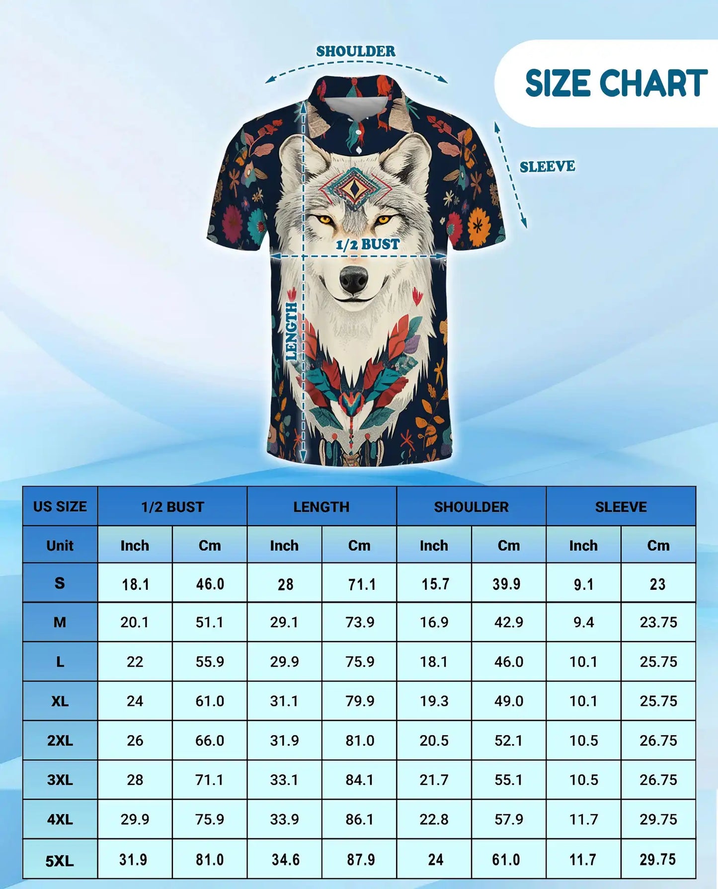 Boho Wolf Polo Shirt - Spirit Animal Nature Style | Azhawaiian