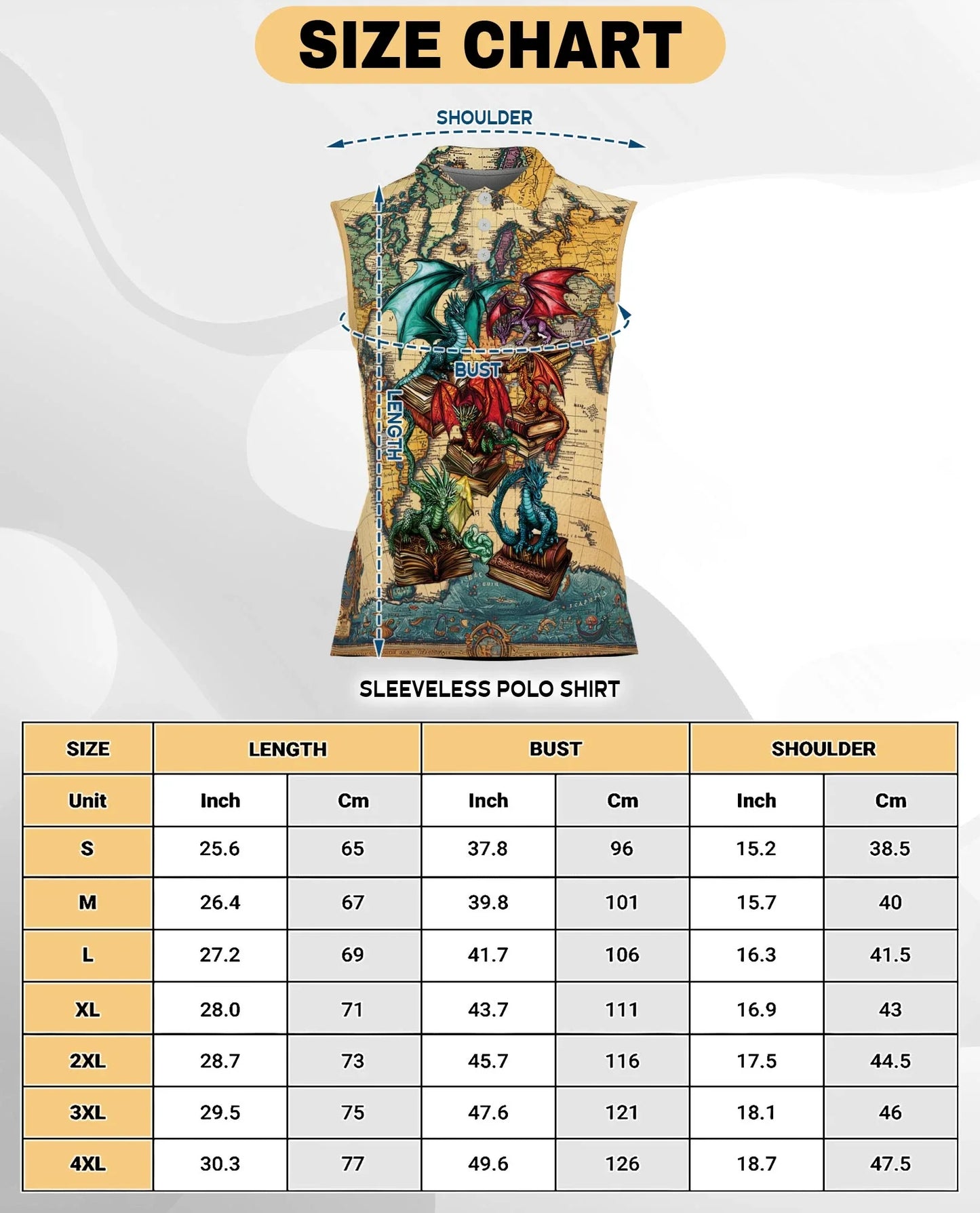 Books Dragon Sleeveless Polo Shirt for Women | Azhawaiian