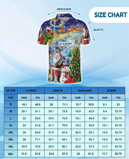 Musical Santa Christmas Polo Shirt for Men - Reindeer Sleigh Xmas | Azhawaiian
