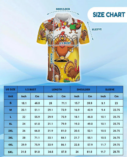 Funny Turkey Beer Polo Shirt, Thanksgiving Party Style | Azhawaiian