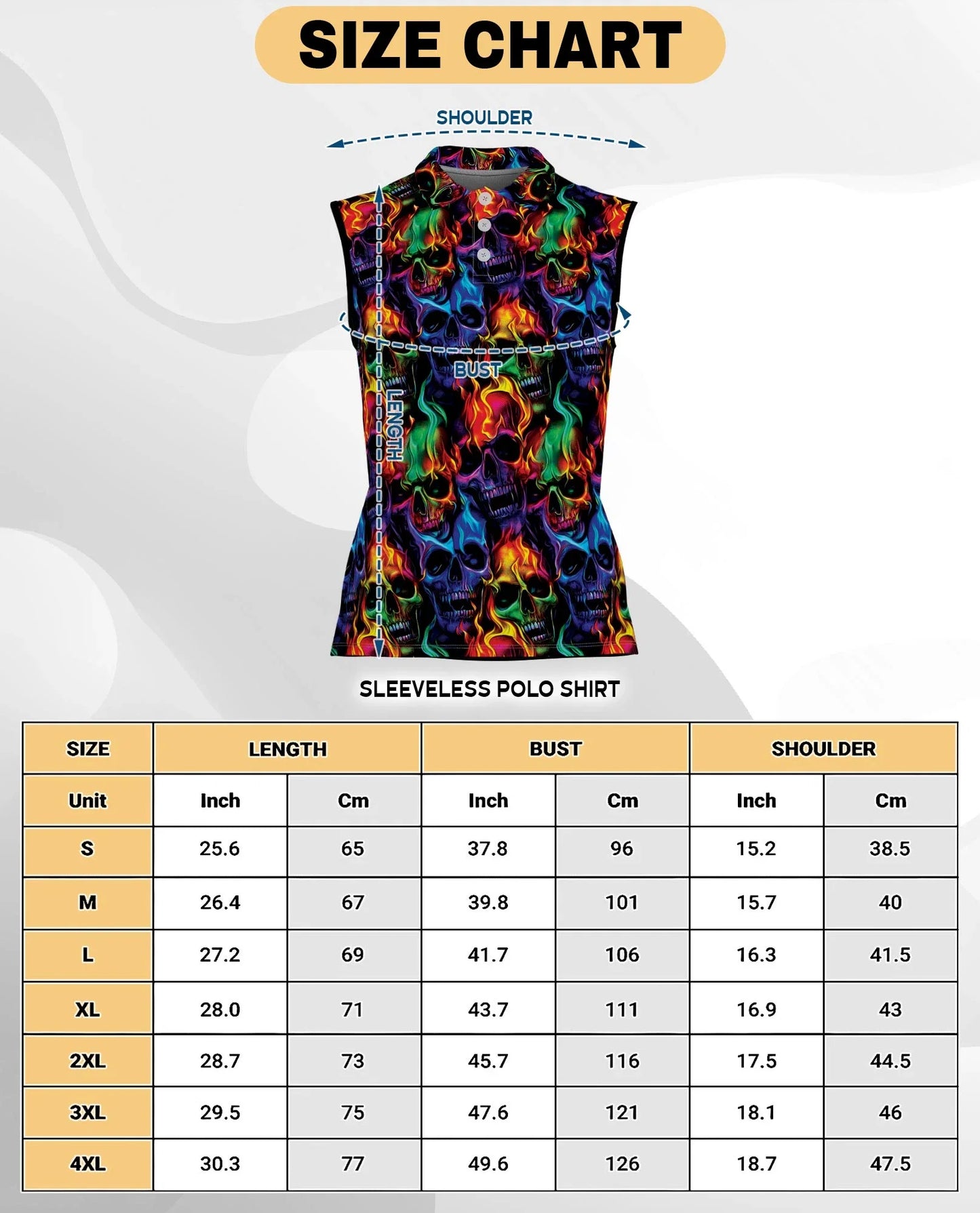 Flame Skull Sleeveless Polo Shirt for Women | Azhawaiian