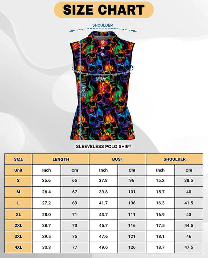 Flame Skull Sleeveless Polo Shirt for Women | Azhawaiian