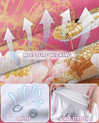 Snake and Peony Print Sleeveless Polo Shirt for Women | Azhawaiian
