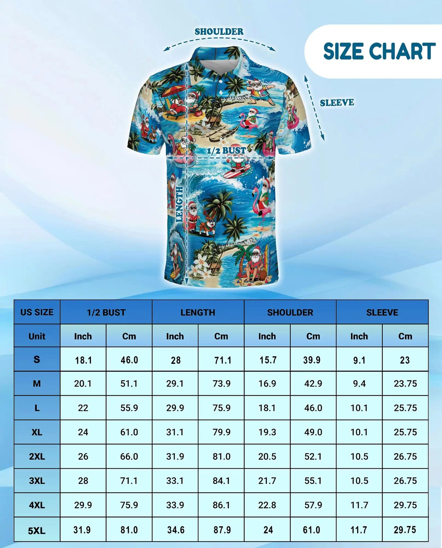 Tropical Santa Beach Christmas Polo Shirt for Men-Surfing Santa Hawaiian | Azhawaiian