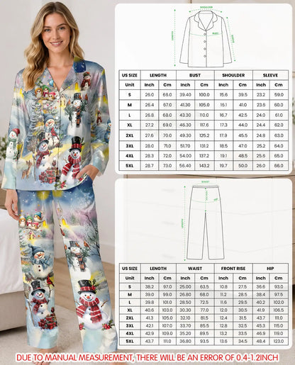 Snowman Christmas Pajama Set for Women, Winter Wonderland Holiday Sleepwear