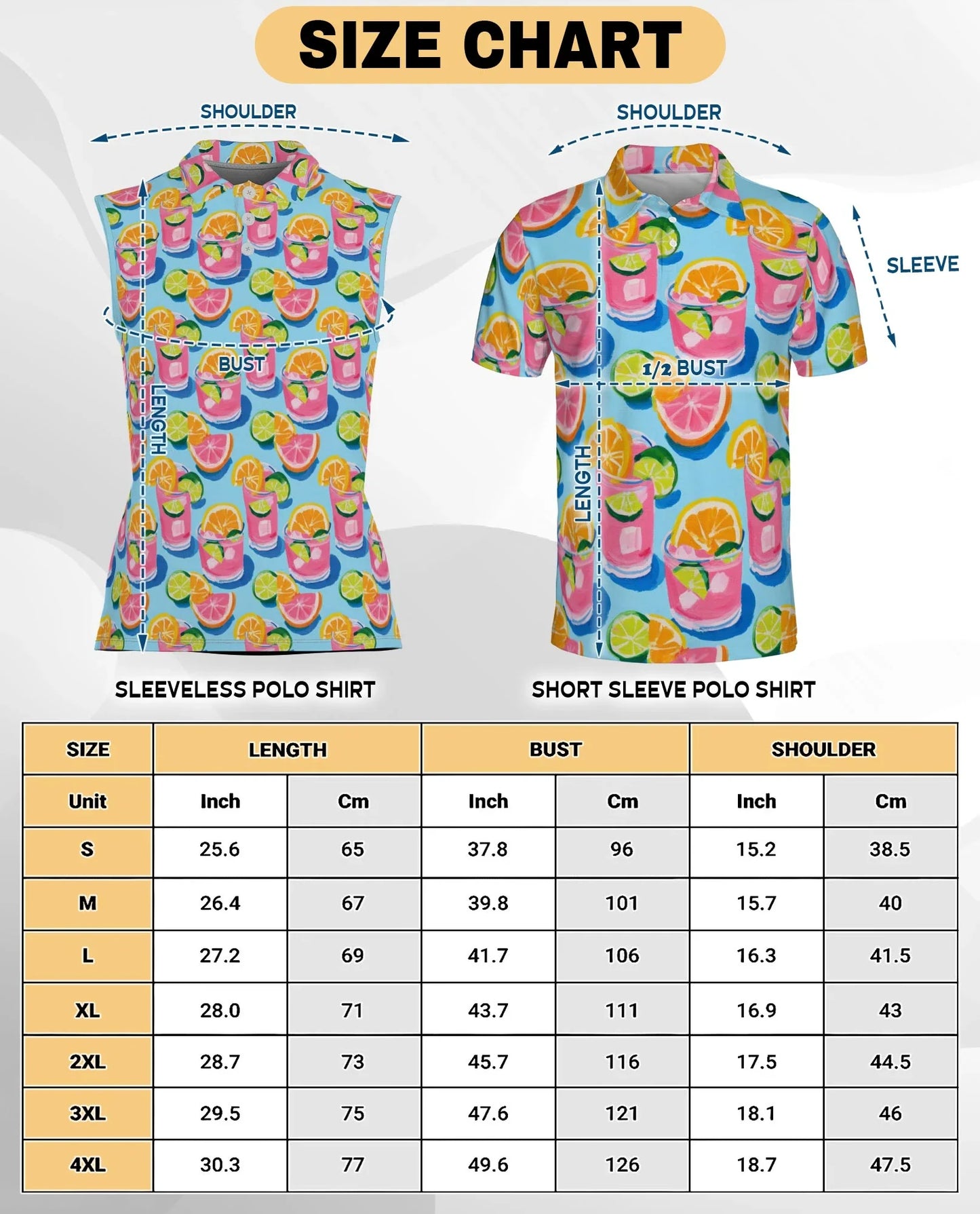Cocktails Gouache Painting Sleeveless Polo Shirt for Women, Artistic Summer Style | Azhawaiian