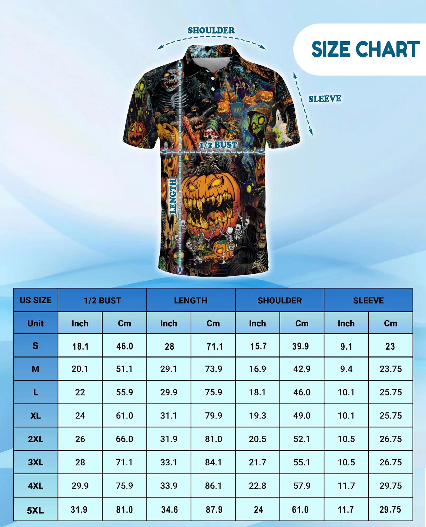 Halloween Monster Polo Shirt for Men, Spooky Pumpkin Style | Azhawaiian