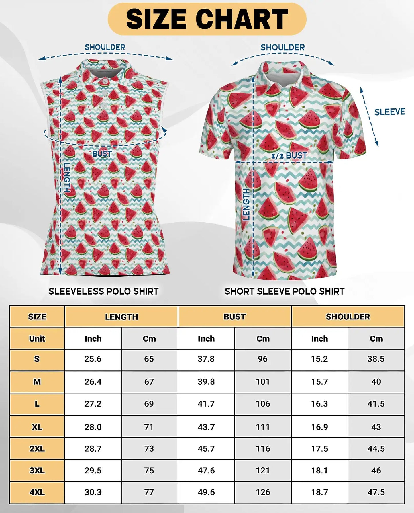 Watermelon Chevron Pattern Sleeveless Polo Shirt for Women| Azhawaiian