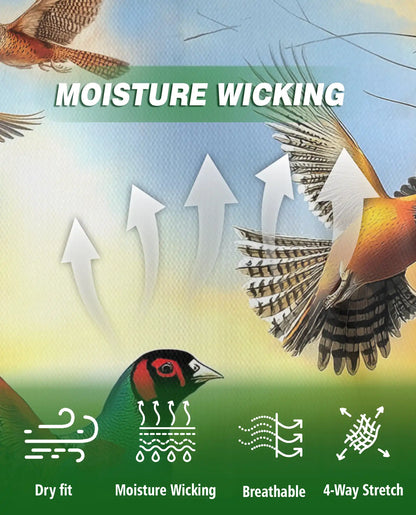 Pheasant Hunting Wildlife 3D Polo Shirt for Men, Rustic Outdoor Nature Style | Azhawaiian