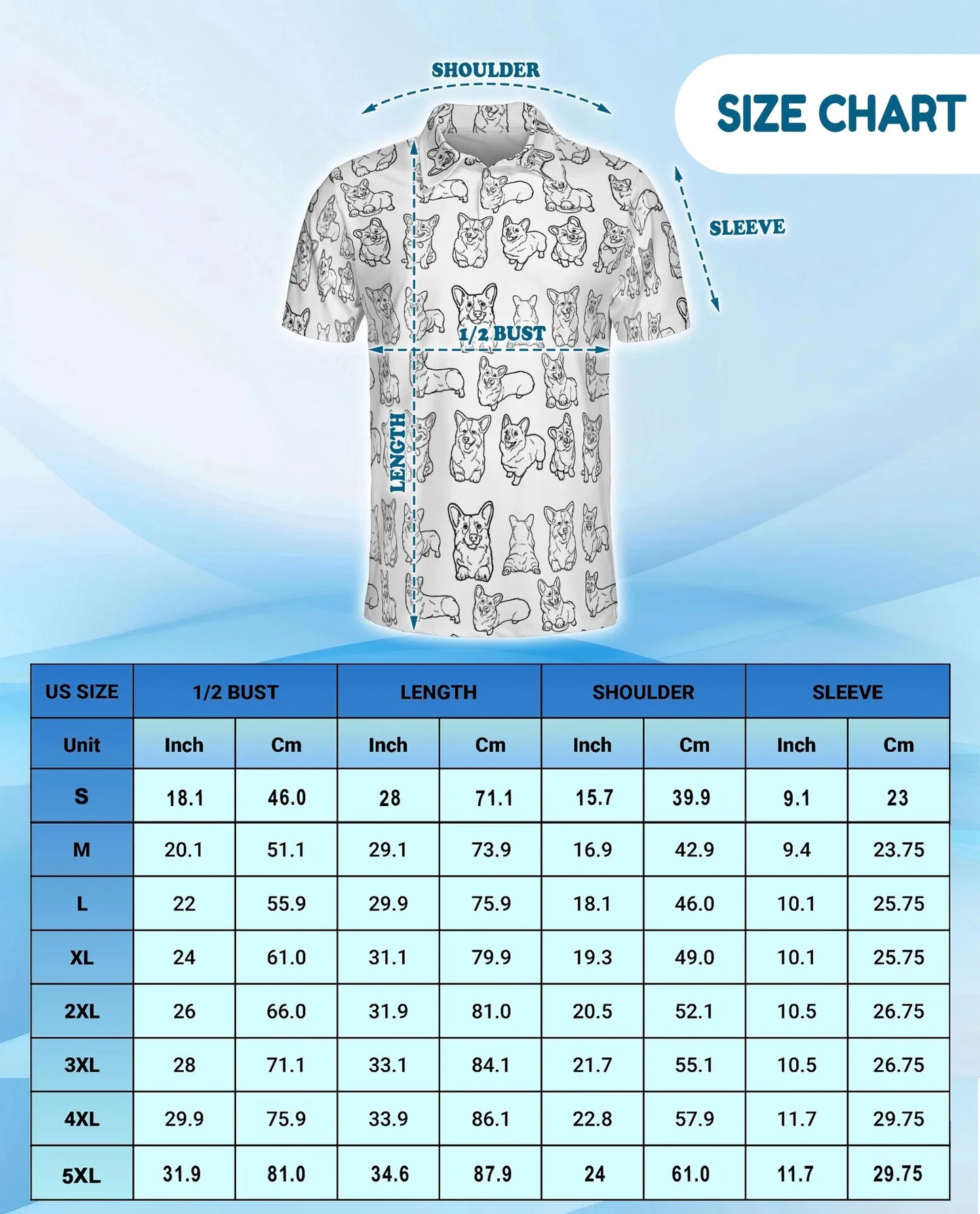 Corgi Pattern Polo Shirt for Men, Cute Dog Lover Style | Azhawaiian