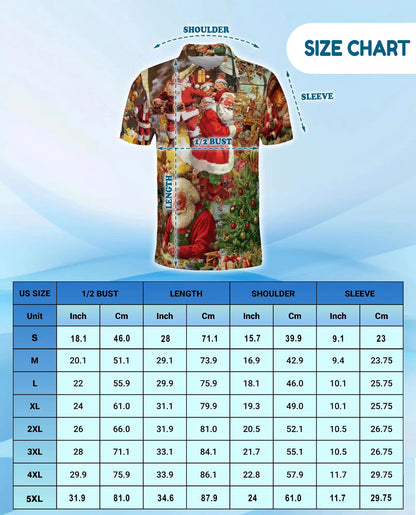 Vintage Santa Polo Shirt for Men, Christmas Holiday Style | Azhawaiian