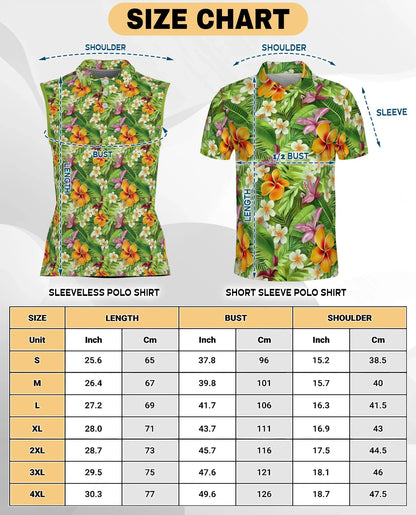 Tropical Floral Sleeveless Polo Shirt for Women, Colorful Summer Style | Azhawaiian