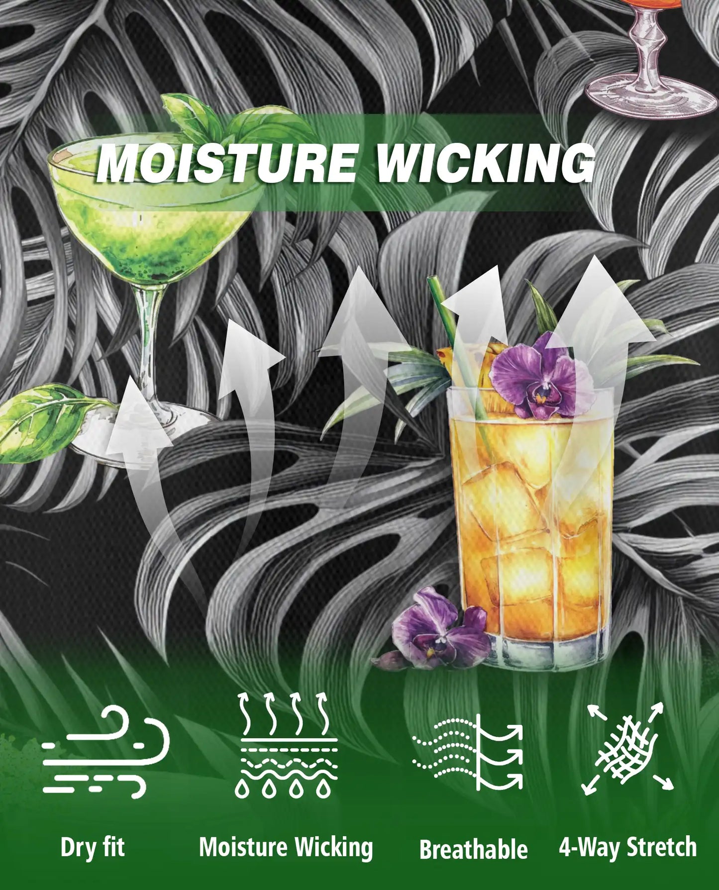 Tropical Cocktail Polo Shirt, Monstera Leaf Print | Azhawaiian