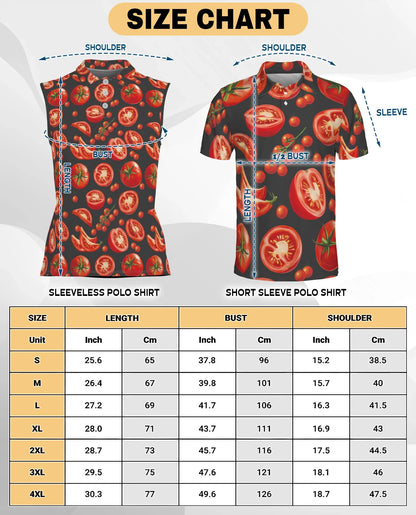 Tomato Print Sleeveless Polo Shirt for Women | Azhawaiian