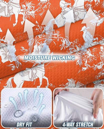 Orange Equestrian Horse Floral Sleeveless Polo Shirt for Women | Azhawaiian