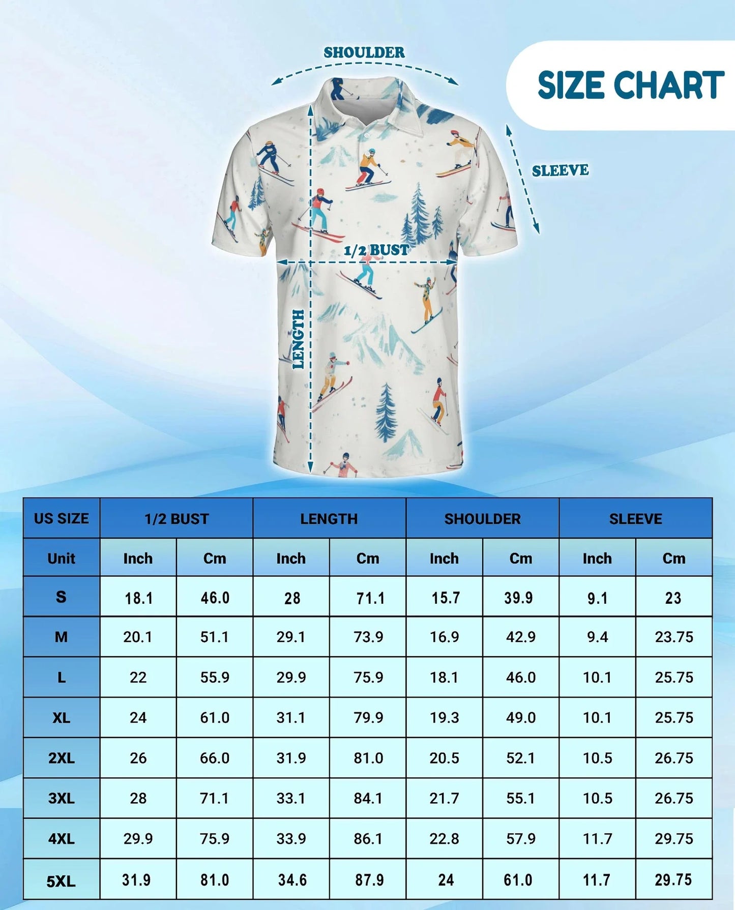 Ski Pattern Polo Shirt for Men, Winter Sports Style | Azhawaiian