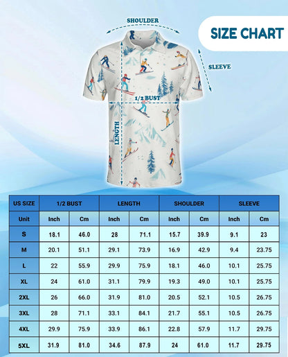 Ski Pattern Polo Shirt for Men, Winter Sports Style | Azhawaiian