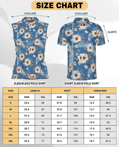 Hibiscus Flowers Sleeveless Polo Shirt for Women | Azhawaiian