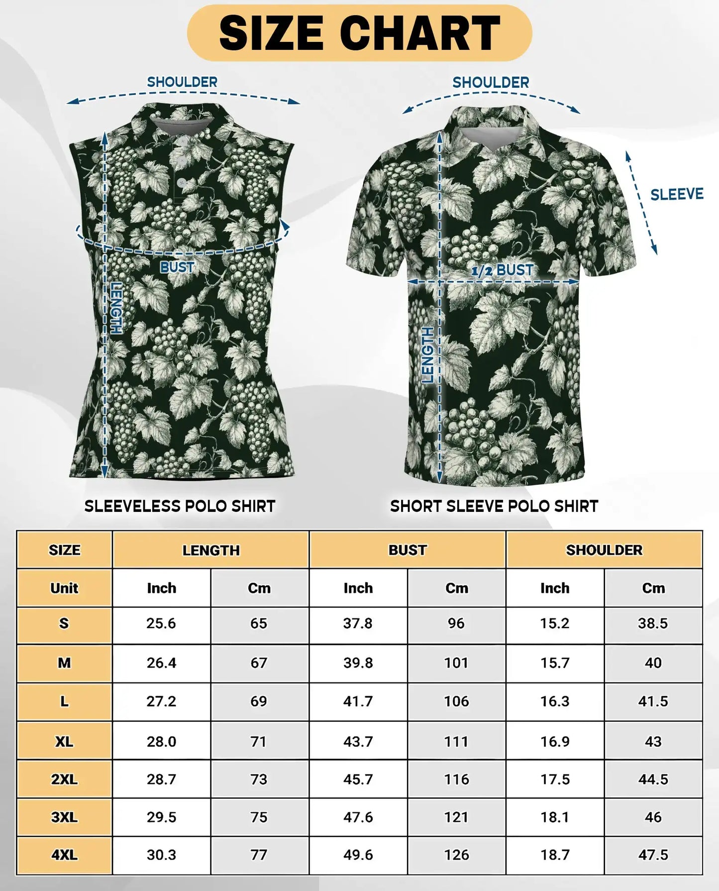 Grape And Vine Sleeveless Polo Shirt for Women, Elegant Botanical Style | Azhawaiian