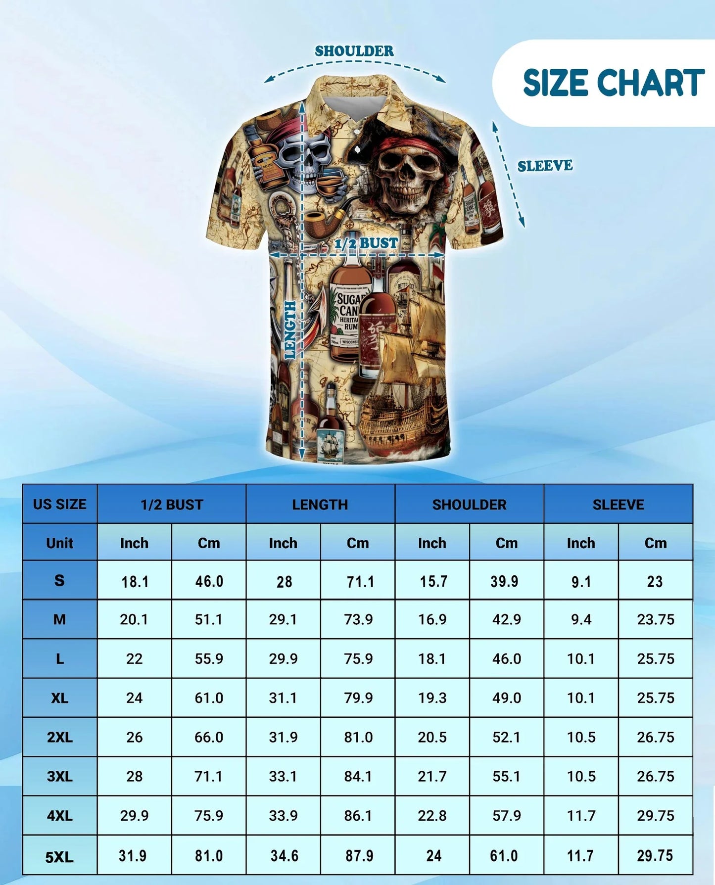 Caribbean Pirate Skull Polo Shirt for Men, Tropical Adventure Style | Azhawaiian