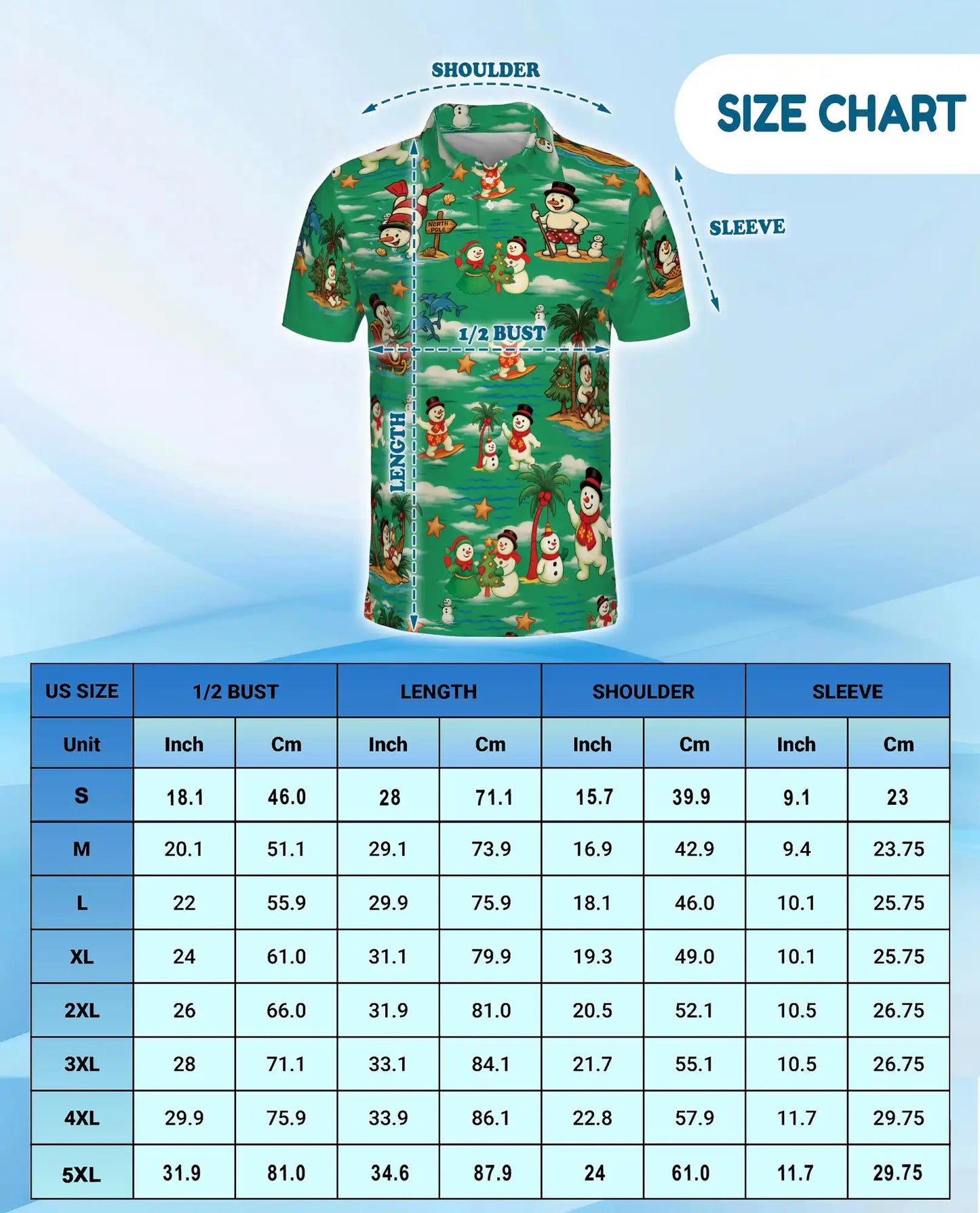 Tropical Snowman Christmas Polo Shirt - Beach Design | Azhawaiian