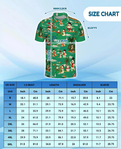 Tropical Snowman Christmas Polo Shirt - Beach Design | Azhawaiian