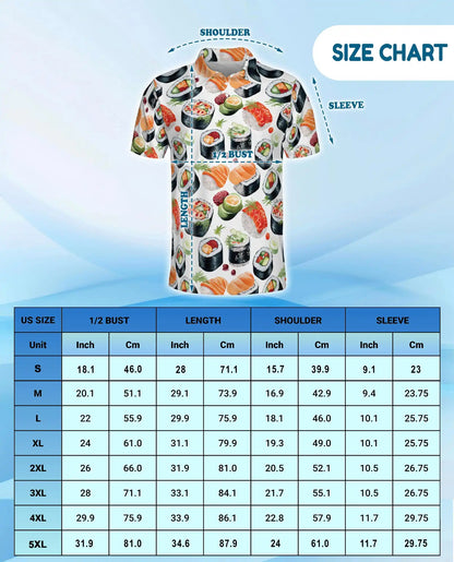 Sushi Roll Polo Shirt for Men, Japanese Food Style | Azhawaiian